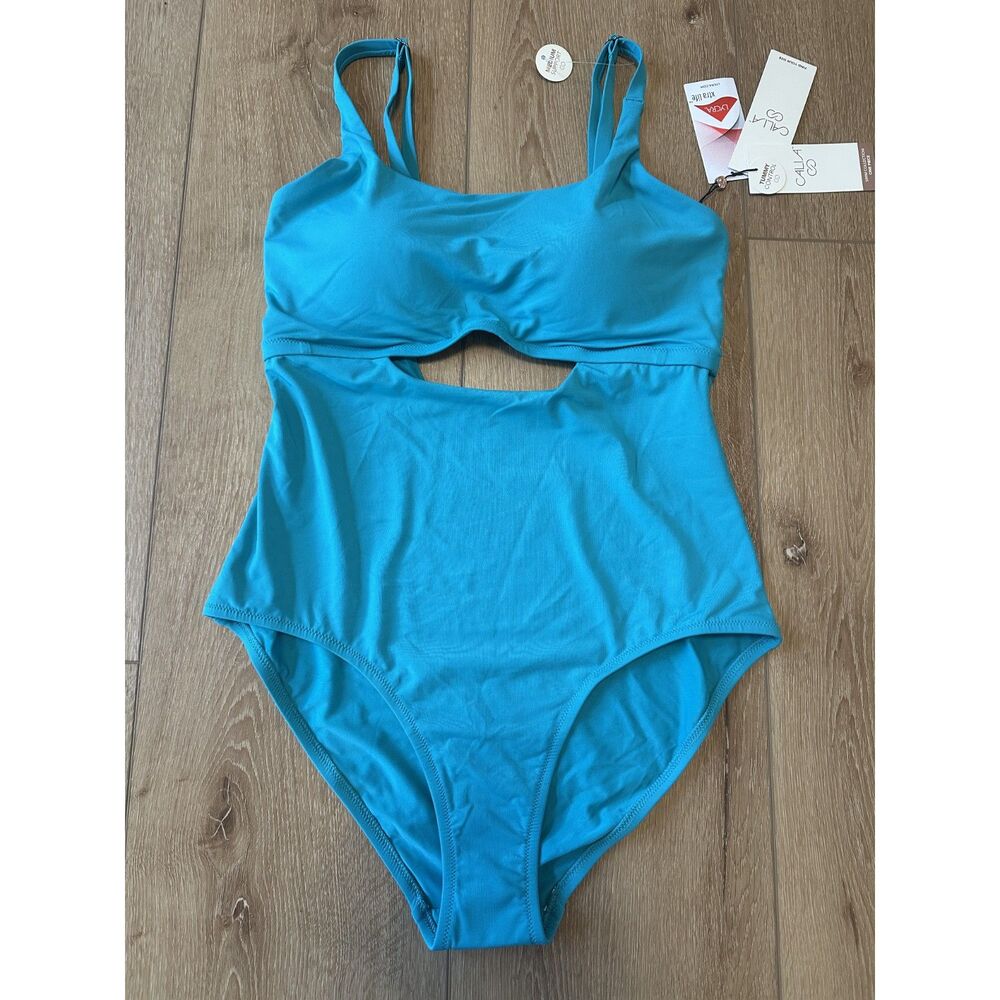 Women's Calia One Piece Swimsuit Keyhole Teal Size 10 NWT!